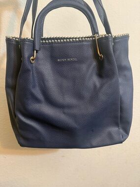 Navy Leather Tote Bag